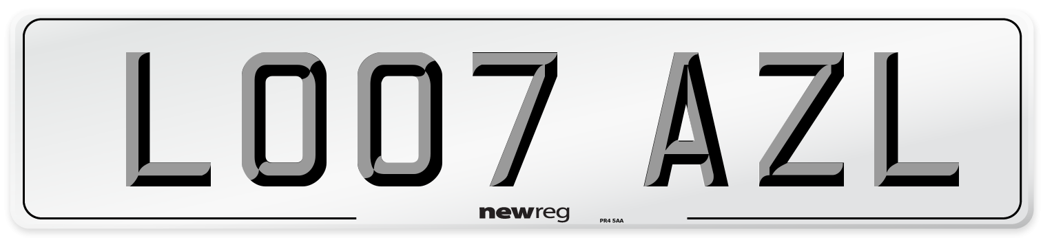 LO07 AZL Number Plate from New Reg